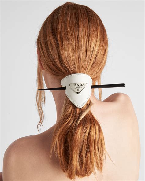 prada accessories for hair|prada leather hair clip.